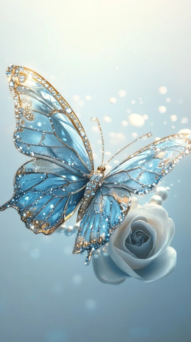 水晶蝴蝶珍珠钻石银光