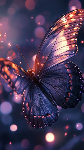 蝴蝶翅膀全展梦幻紫光