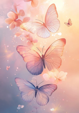 蝴蝶舞蹈与花卉翅膀