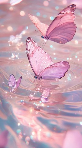 粉色水波蝴蝶闪光