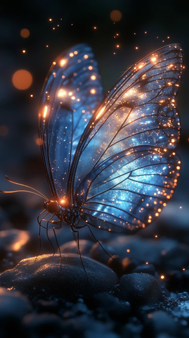 星空气泡蓝蝶玻璃透翼