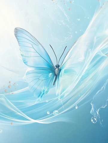银边蝴蝶轻翼蓝纹背景