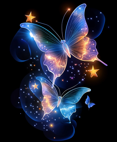 蝴蝶星星黑底钻石画