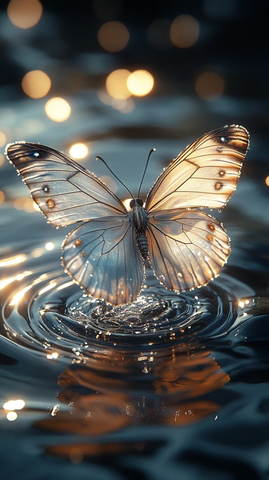 银蝶浮波水光潋滟