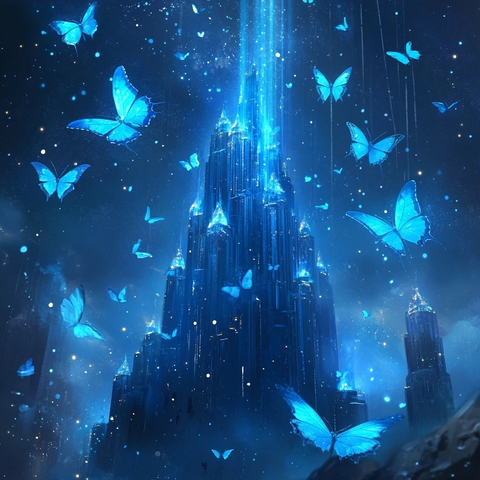浮空城水晶柱星夜蝴蝶