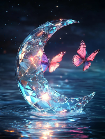 水晶月牙蝴蝶星光