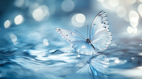 透明蝴蝶水流