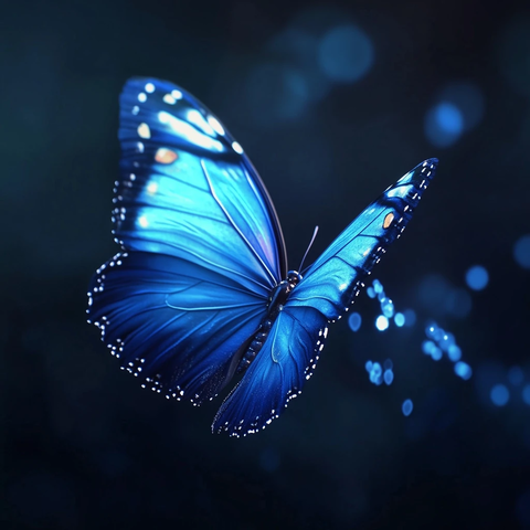 蓝色蝴蝶展翅动画