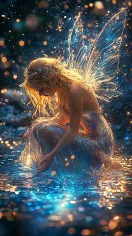 跪地仙女水晶裙流光