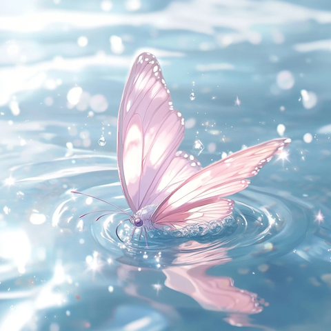 蝴蝶落水水面波纹