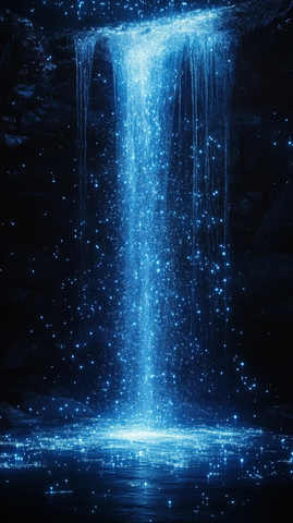 蓝白光粒子瀑布