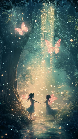 精灵飞向神秘森林泉