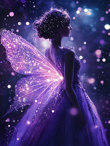 紫衣仙女星空背影