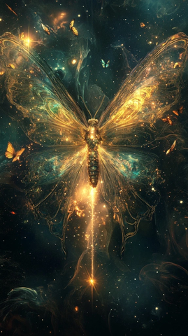 蝴蝶神翼星辰纹样宇宙背景