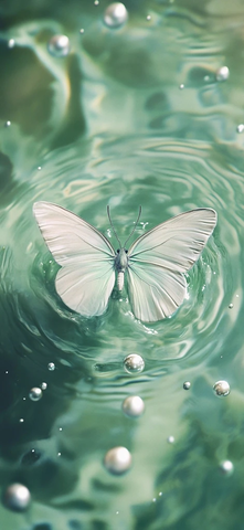 水面蝴蝶珍珠光点