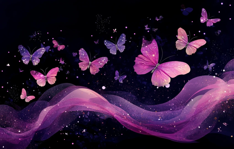 蝴蝶飞舞紫色梦幻裙摆