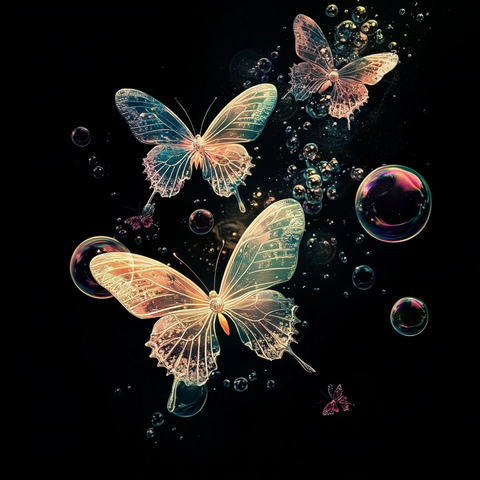 蝴蝶泡泡幻想素材