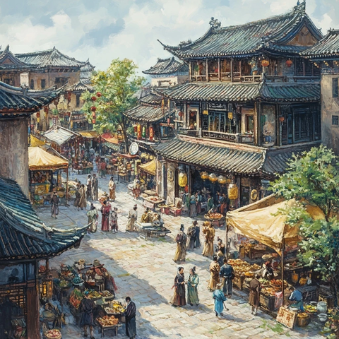 热闹的古代集市