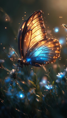 发光翅膀生物飞舞