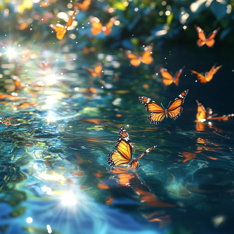 清水蝶影阳光映翅