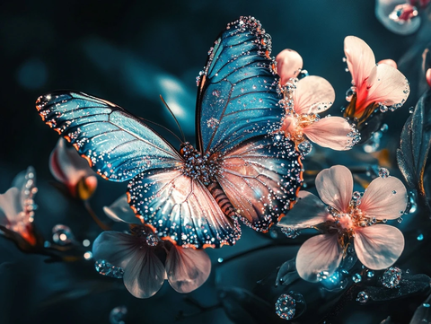 蝴蝶花朵水晶钻石画