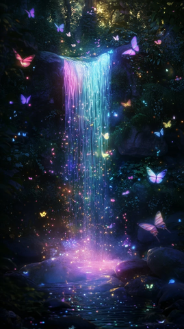 七彩瀑布与魔法森林