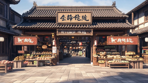 古色古香中式传统商铺街景