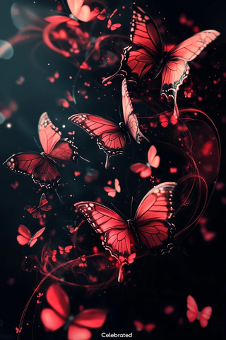 红蝴蝶黑背景暗幻想