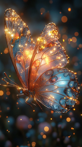 星空气泡玻璃蝴蝶翅膀