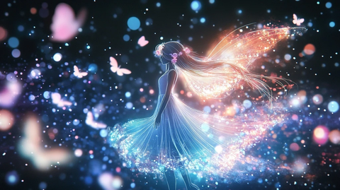 飞舞幻影精灵长发花翼