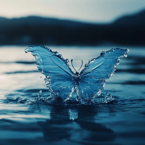 水面蝴蝶形水纹图案