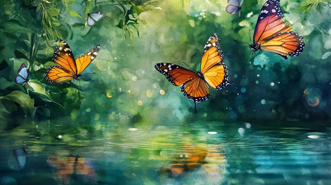 碧水绿荫蝶舞轻盈