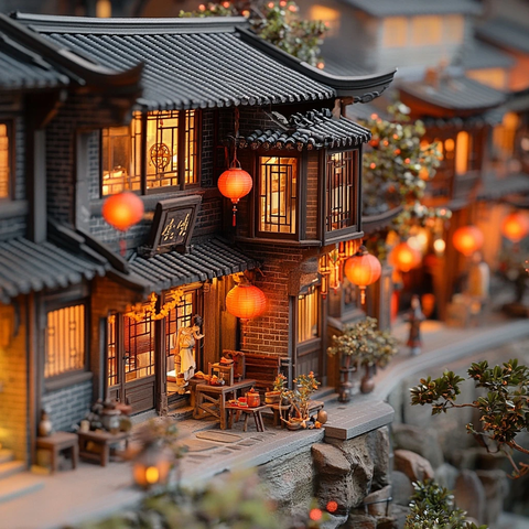 古色古香的中式传统建筑夜景