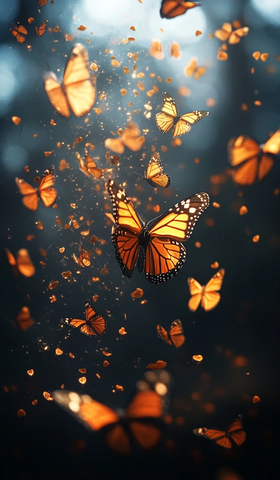 蝴蝶群舞漂浮鳞片