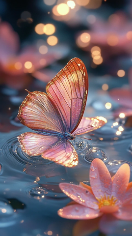 金色蝴蝶水波梦幻影像