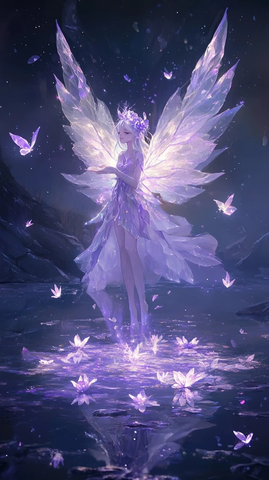 水晶翼女神湖畔漫步