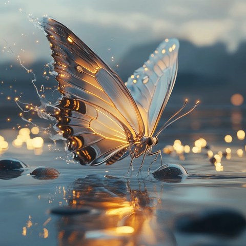 半透明蝴蝶生物发光细节