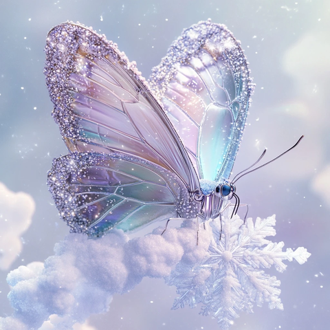 银蝶栖雪飘云梦幻景