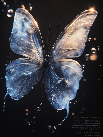 蝴蝶河面波纹发光文字