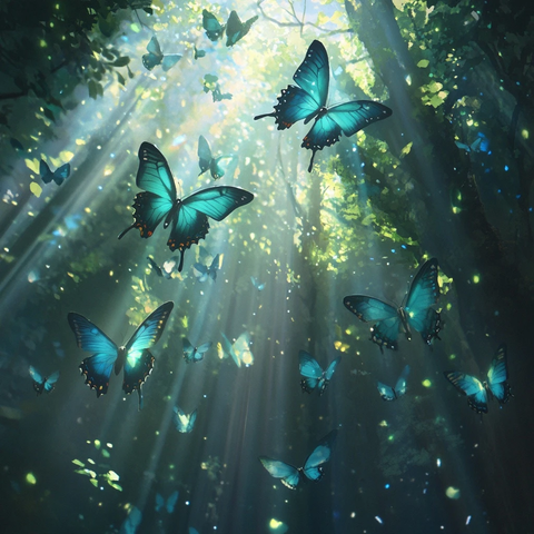 蝶影斑驳光影交织