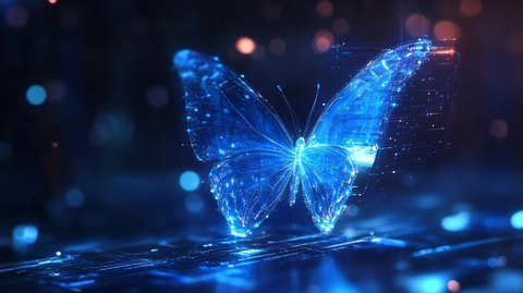 发光蓝色立方蝴蝶变形