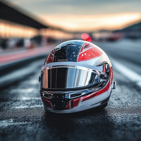 赛道上的赛车头盔