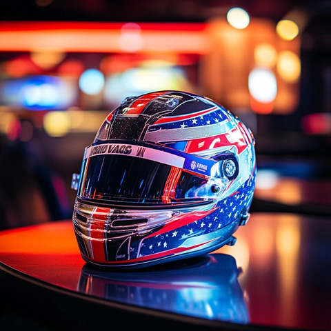 赛车头盔桌上演色光影