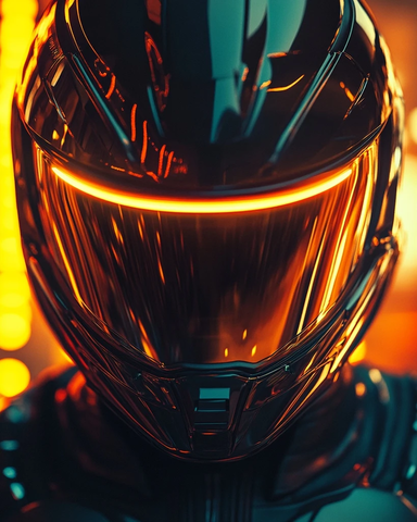 骑手头盔近景特写