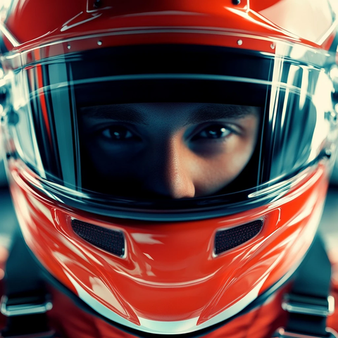 赛车手头盔正面特写