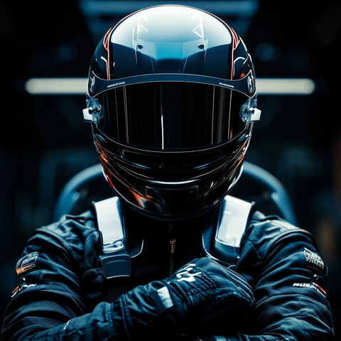 赛车手黑色头盔黑色手套