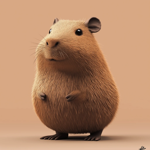 毛绒水豚玩具简洁背景