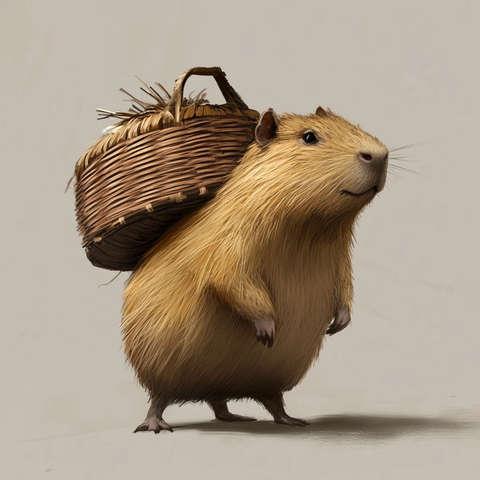 站立水豚背篮子简约设计