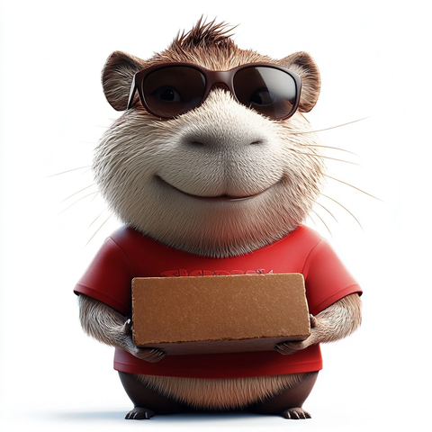 戴墨镜的穿恤水豚举木板