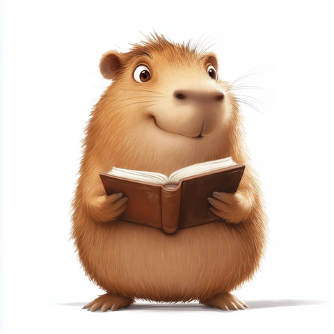 卡通河狸持书甜美微笑